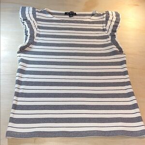 J. Crew Women's Capped Sleeve Striped Tunic Tee Black and White Sz M